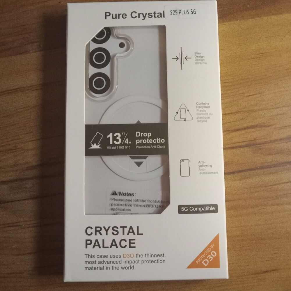 Clear Phone Case for Samsung Galaxy with White Magnetic Ring Without O-Stand on